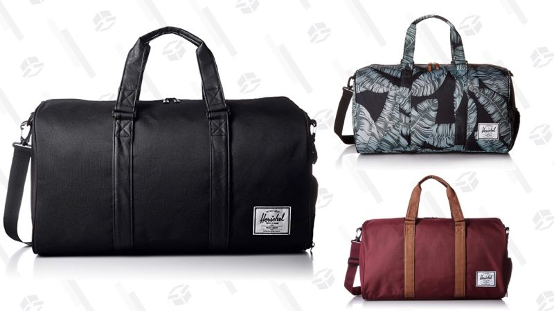Herschel Supply Co. Novel Duffel Bag, Windsor Wine/tan | $60 | AmazonHerschel Supply Co. Novel Duffel Bag, Black Palm | $60 | AmazonHerschel Supply Co. Novel Duffel Bag, Black/Black | $61 | AmazonHerschel Supply Co. Novel Duffel Bag, Raven Crosshatch | $64 | Amazon